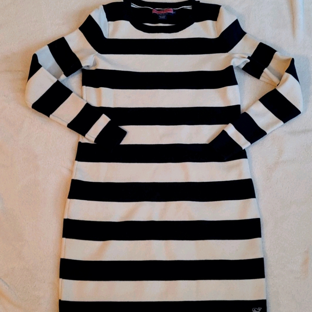 Vineyard Vines Sweater Dress Stripes Blue and White Size XS - Picture 1 of 8